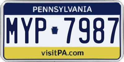 PA license plate MYP7987
