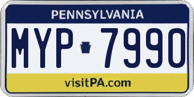 PA license plate MYP7990