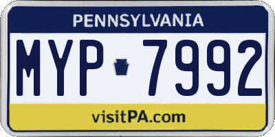 PA license plate MYP7992