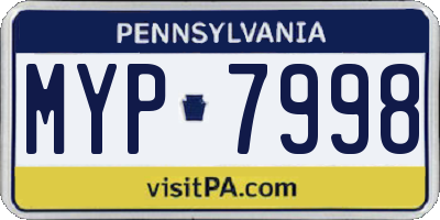 PA license plate MYP7998