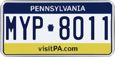 PA license plate MYP8011