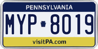 PA license plate MYP8019