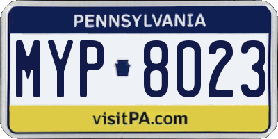 PA license plate MYP8023