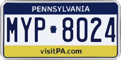 PA license plate MYP8024
