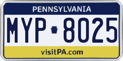PA license plate MYP8025