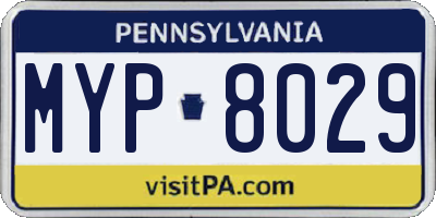 PA license plate MYP8029
