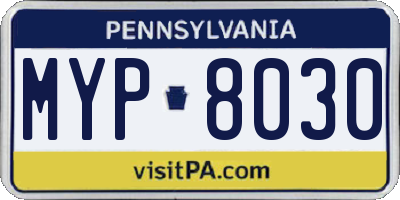 PA license plate MYP8030