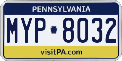 PA license plate MYP8032