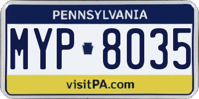 PA license plate MYP8035
