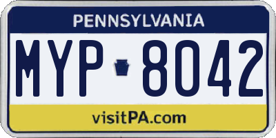 PA license plate MYP8042