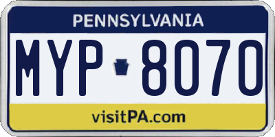 PA license plate MYP8070