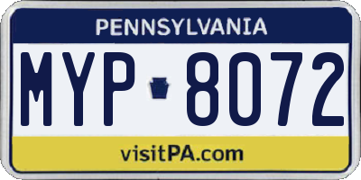 PA license plate MYP8072