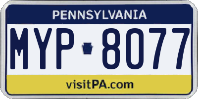 PA license plate MYP8077