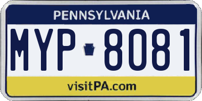 PA license plate MYP8081