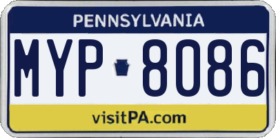 PA license plate MYP8086