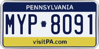 PA license plate MYP8091
