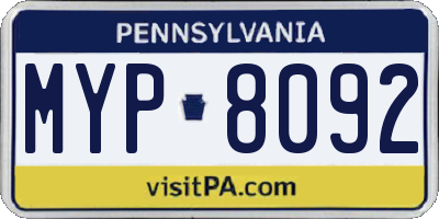 PA license plate MYP8092