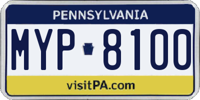 PA license plate MYP8100