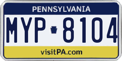 PA license plate MYP8104