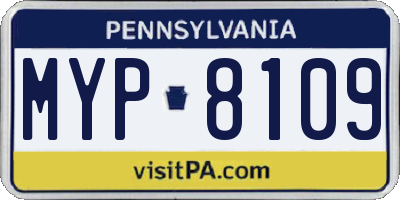 PA license plate MYP8109