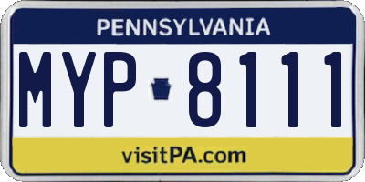 PA license plate MYP8111