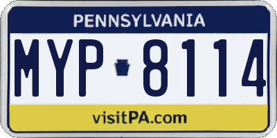 PA license plate MYP8114