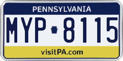 PA license plate MYP8115