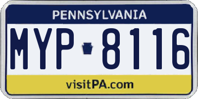 PA license plate MYP8116