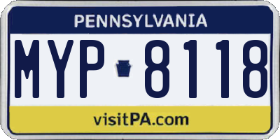 PA license plate MYP8118