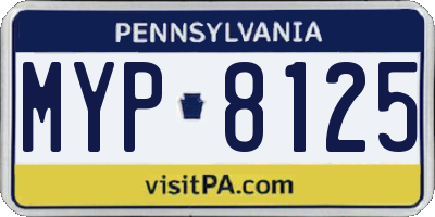 PA license plate MYP8125