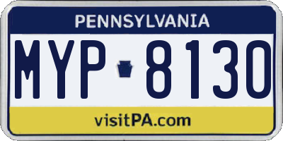 PA license plate MYP8130