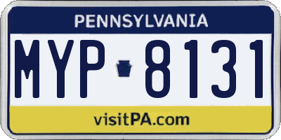 PA license plate MYP8131