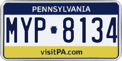 PA license plate MYP8134