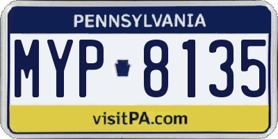 PA license plate MYP8135