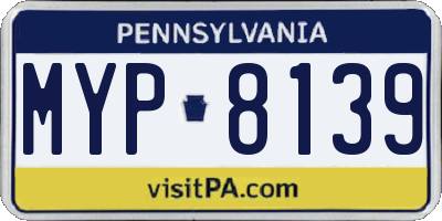 PA license plate MYP8139