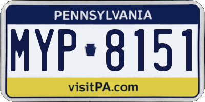 PA license plate MYP8151