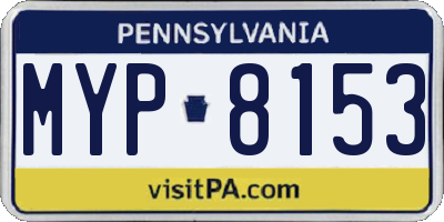 PA license plate MYP8153