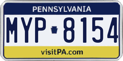 PA license plate MYP8154