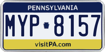 PA license plate MYP8157