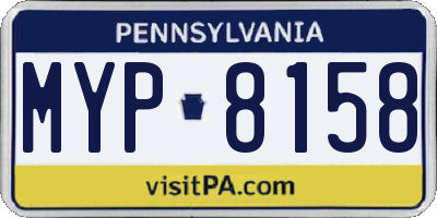 PA license plate MYP8158