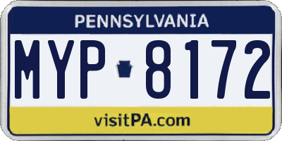 PA license plate MYP8172