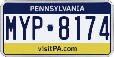 PA license plate MYP8174