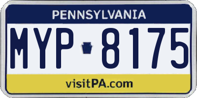 PA license plate MYP8175