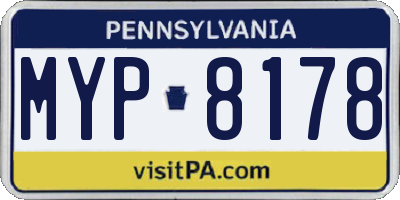 PA license plate MYP8178