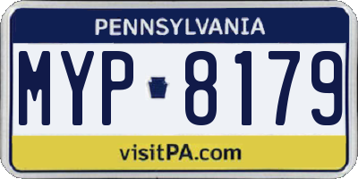 PA license plate MYP8179
