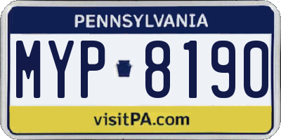 PA license plate MYP8190