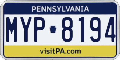 PA license plate MYP8194