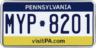 PA license plate MYP8201