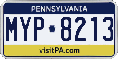 PA license plate MYP8213