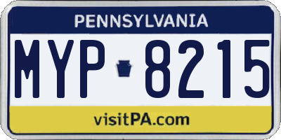 PA license plate MYP8215
